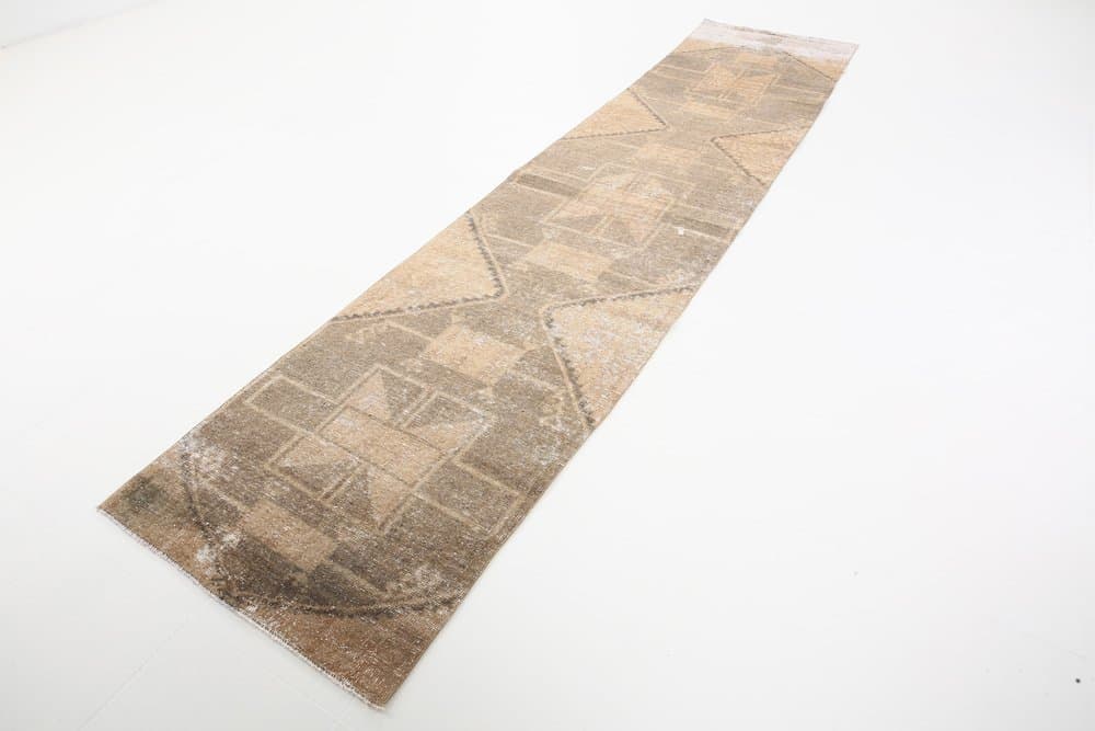 Chodnik 410x92 cm, beżowy, wełna, Turcja, lata 60. - 219371