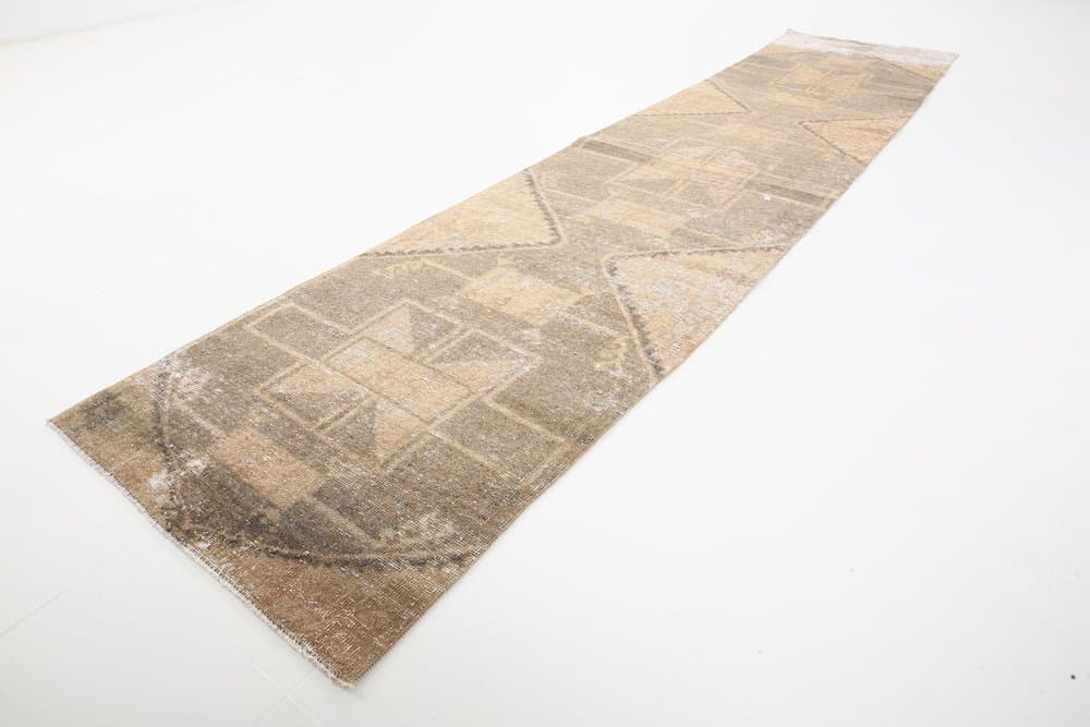 Chodnik 410x92 cm, beżowy, wełna, Turcja, lata 60. - 219373