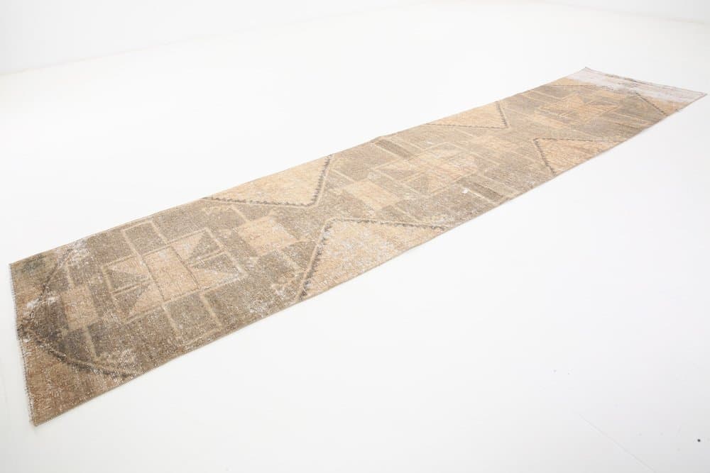 Chodnik 410x92 cm, beżowy, wełna, Turcja, lata 60. - 219375