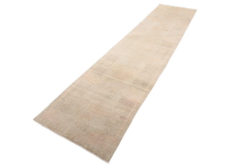 Chodnik 374x89 cm, beżowy, wełna, Turcja, lata 60.