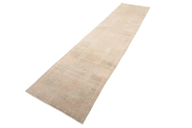 Chodnik 374x89 cm, beżowy, wełna, Turcja, lata 60. - WYMIARY