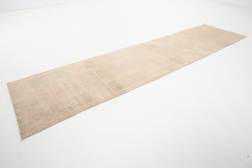 Chodnik 374x89 cm, beżowy, wełna, Turcja, lata 60. - 219323