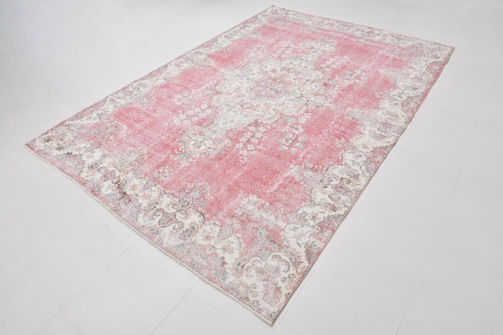 Dywan 305x206 cm, różowy, wełna, Turcja, lata 70. - 219301