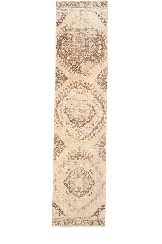 Runner Rug 379x90 cm, beige, wool, Turkey, 1960s.