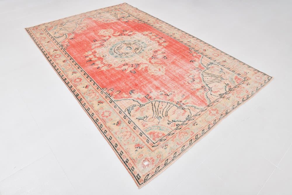 Rug 190x298 cm, beige, pink, wool, Turkey, 1970s. - 219262