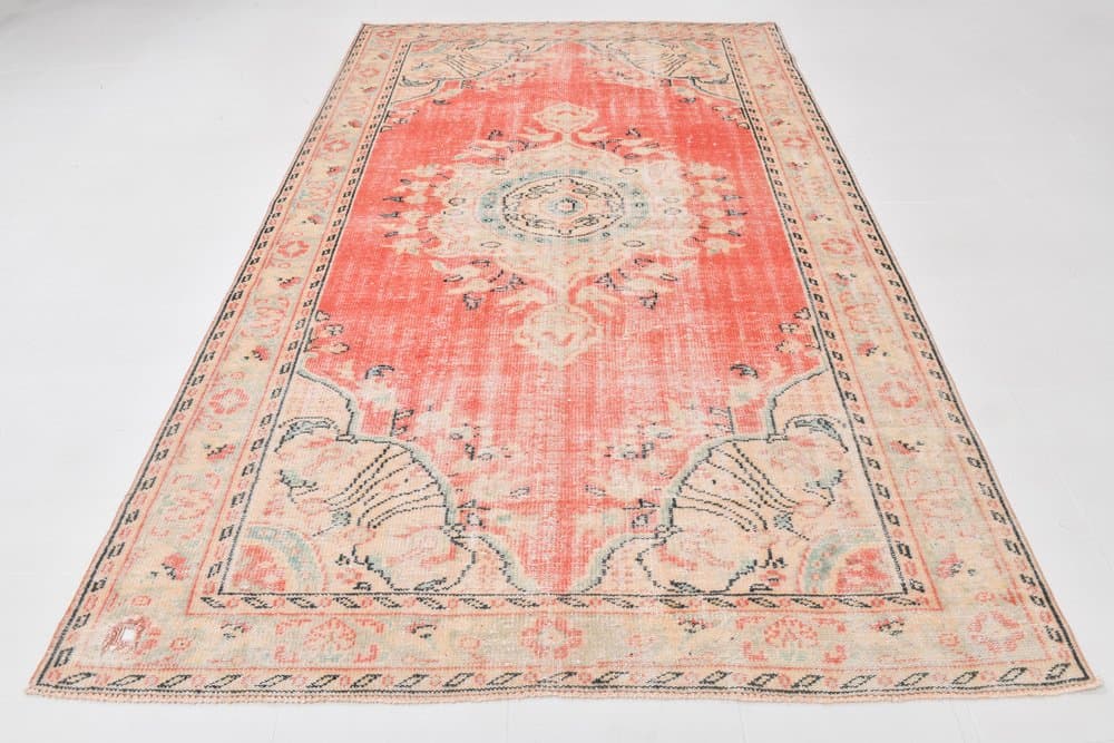 Rug 190x298 cm, beige, pink, wool, Turkey, 1970s. - 219265