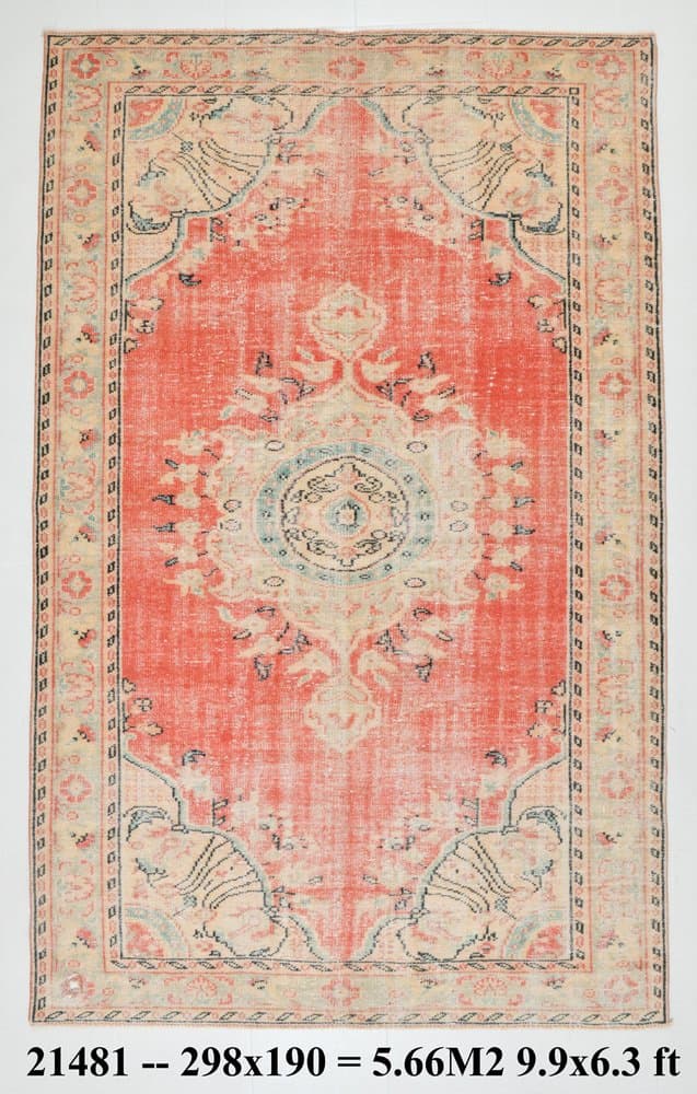 Rug 190x298 cm, beige, pink, wool, Turkey, 1970s. - 219266