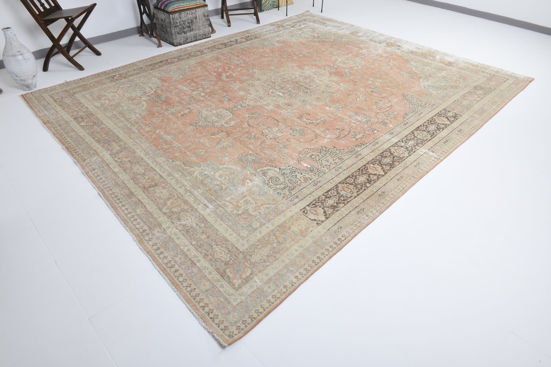 Rug 357x284 cm, beige, wool, Turkey, 1960s. - 219252