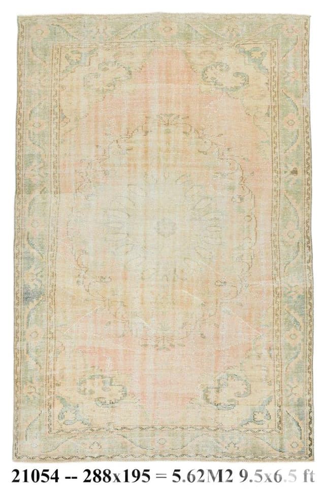 Rug 288x195 cm, beige, green, wool, Turkey, 1970s. - DIMENSION