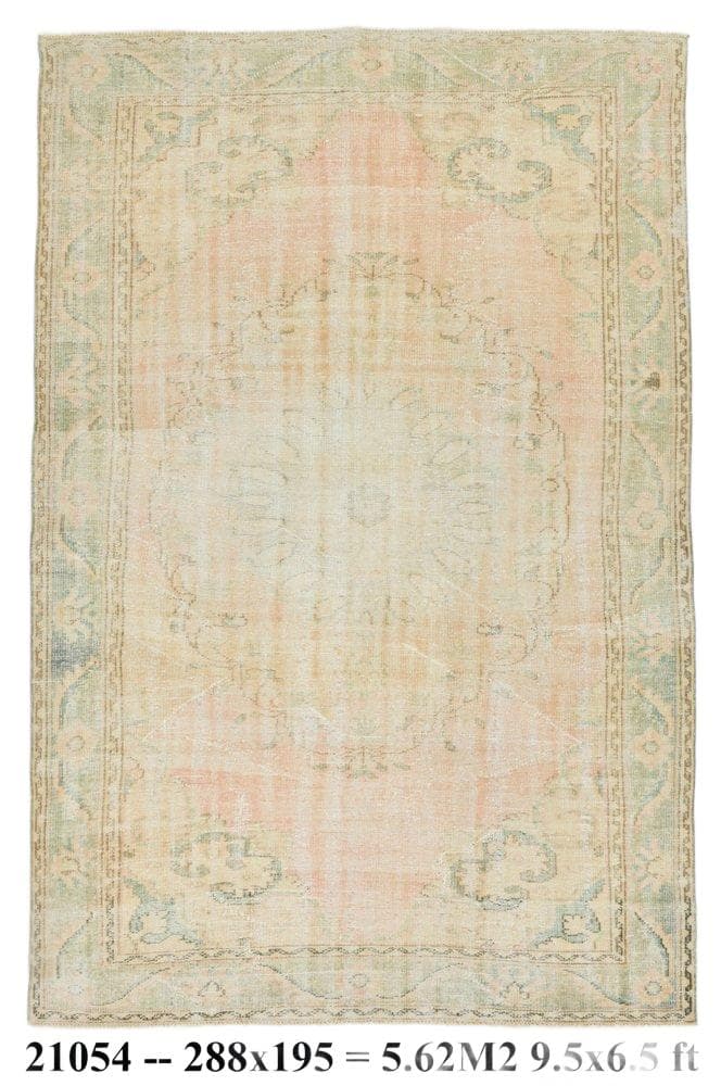 Rug 288x195 cm, beige, green, wool, Turkey, 1970s.