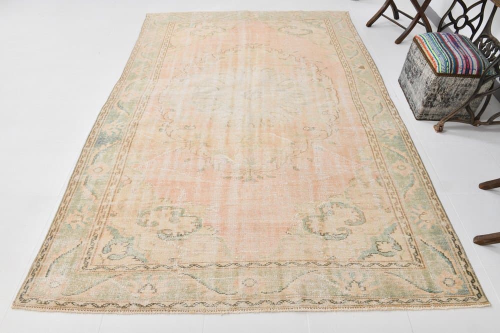 Rug 288x195 cm, beige, green, wool, Turkey, 1970s. - 219201