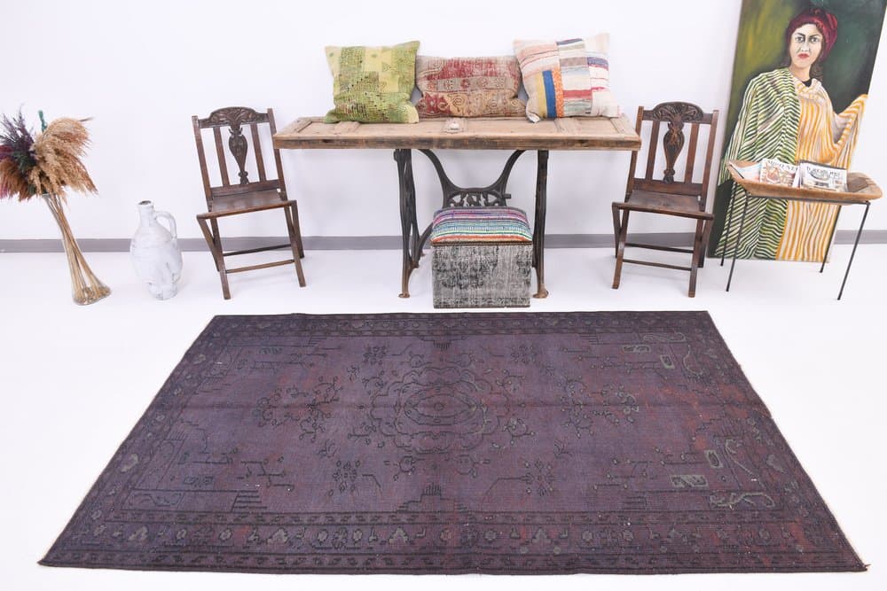 Dywan 230x140 cm, bordowy, wełna, Turcja, lata 60. - 219189