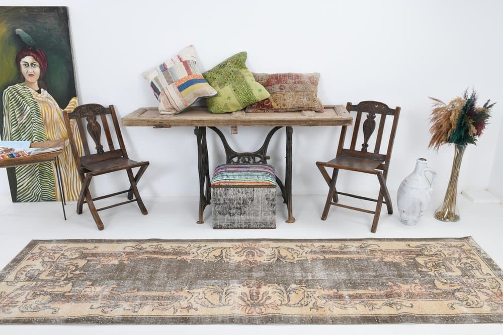 Chodnik 84x306 cm, beżowy, wełna, Turcja, lata 70. - 219150