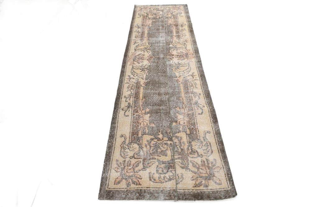 Chodnik 84x306 cm, beżowy, wełna, Turcja, lata 70.