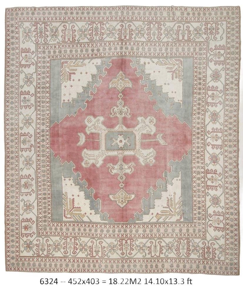 Oushak Rug 452x403 cm, beige, wool, Turkey, 1960s.