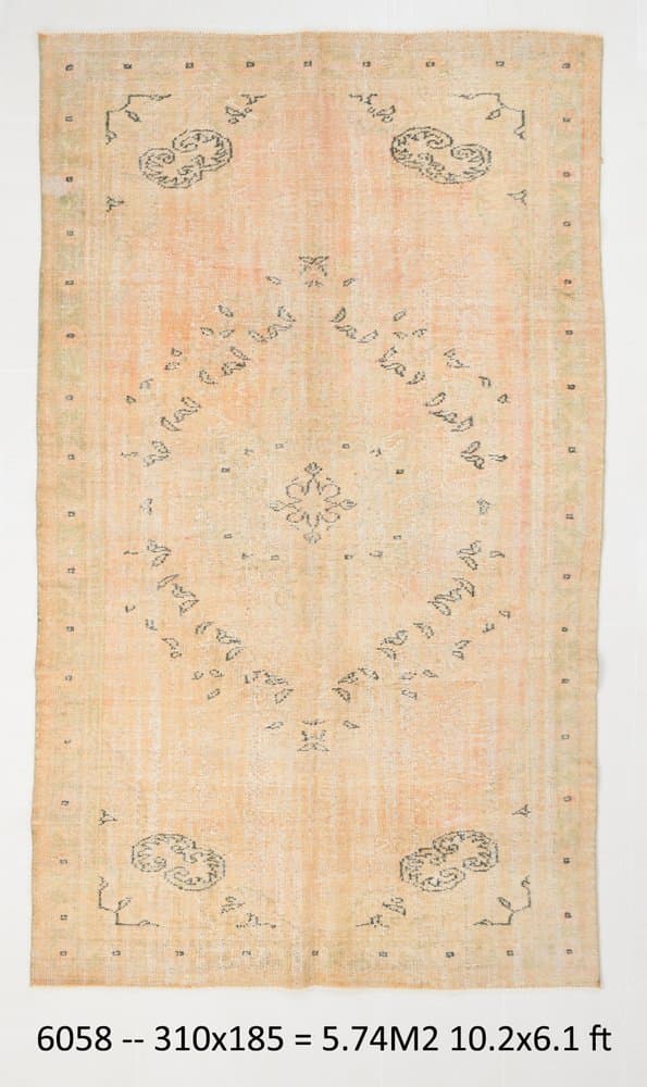 Rug 185x310 cm, orange, wool, Turkey, 1960s. - 219083