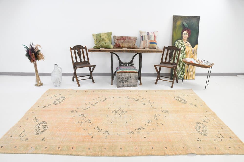 Rug 185x310 cm, orange, wool, Turkey, 1960s. - 219080