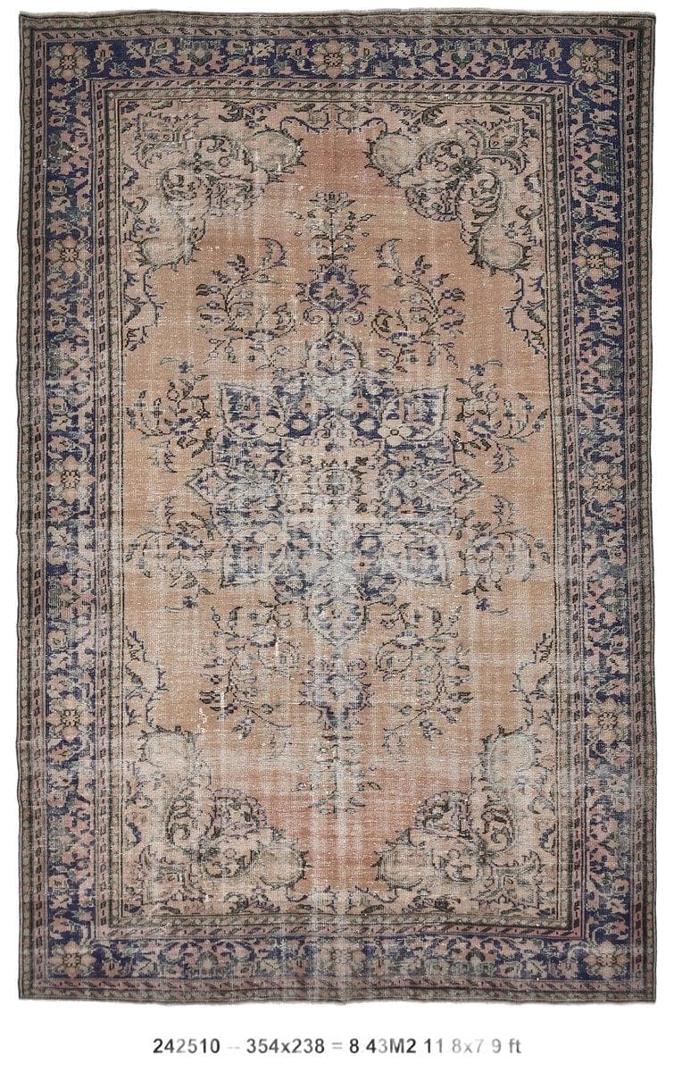 Dywan 238x354 cm, brązowy, wełna, Turcja, lata 60.