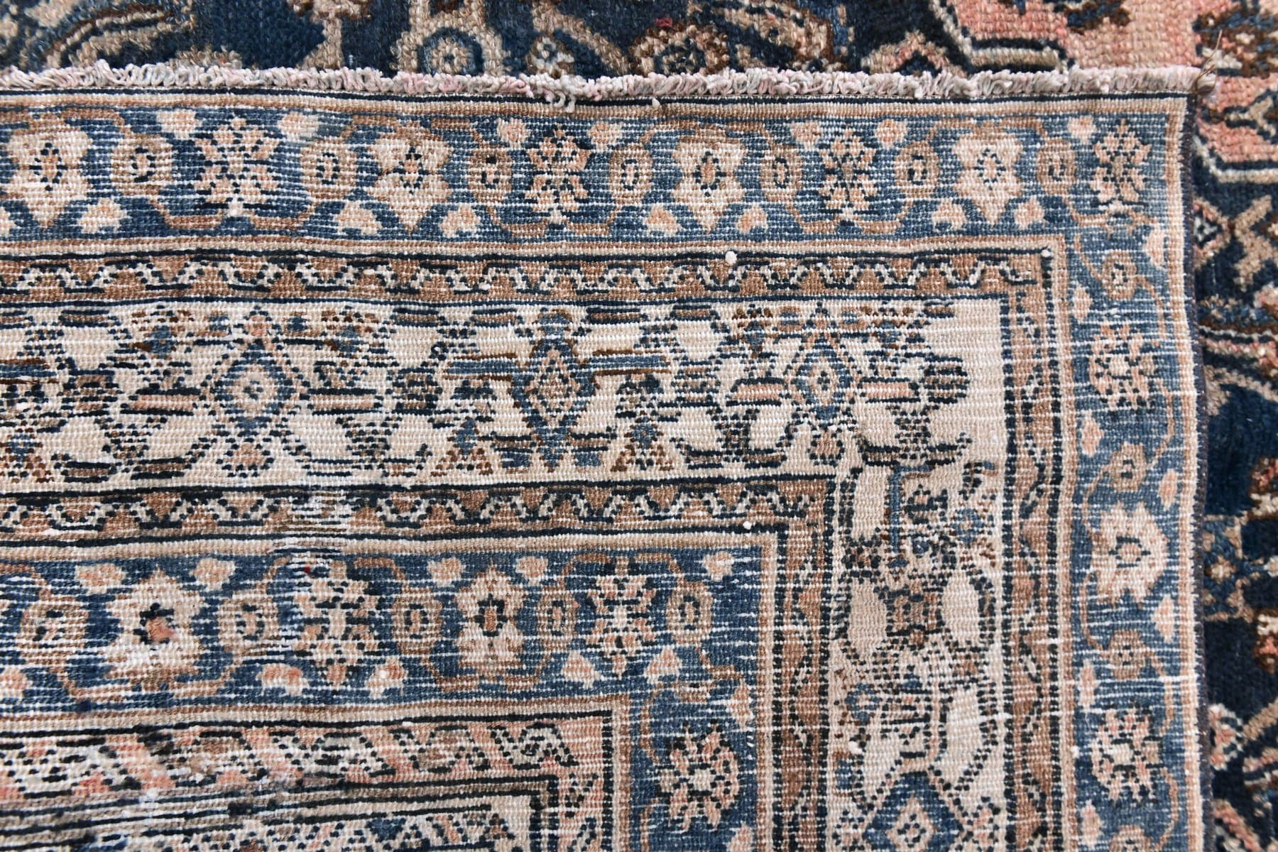 Dywan 394x310 cm, różowy, niebieski, wełna, Turcja, lata 60. - 219062