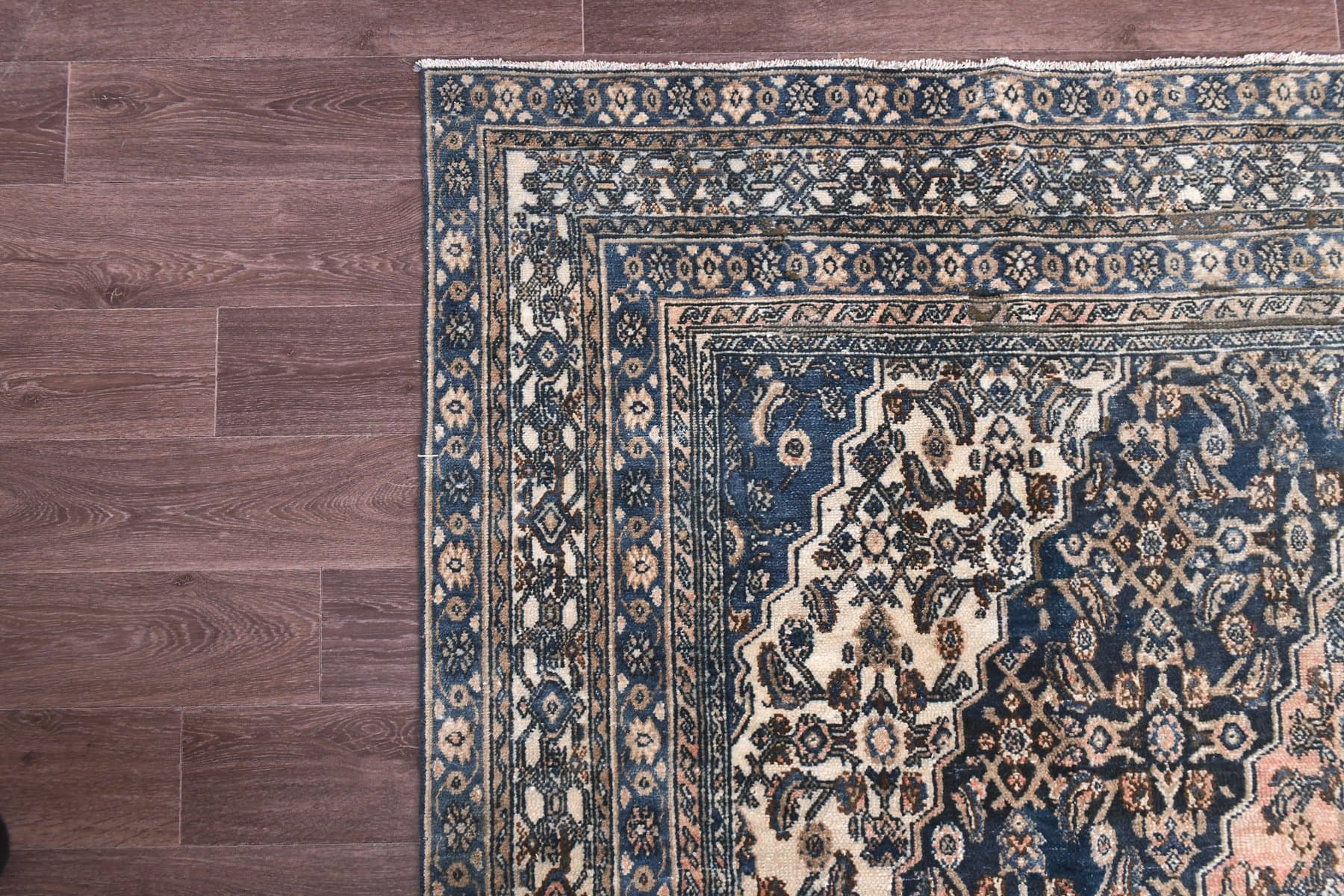 Dywan 394x310 cm, różowy, niebieski, wełna, Turcja, lata 60. - 219064