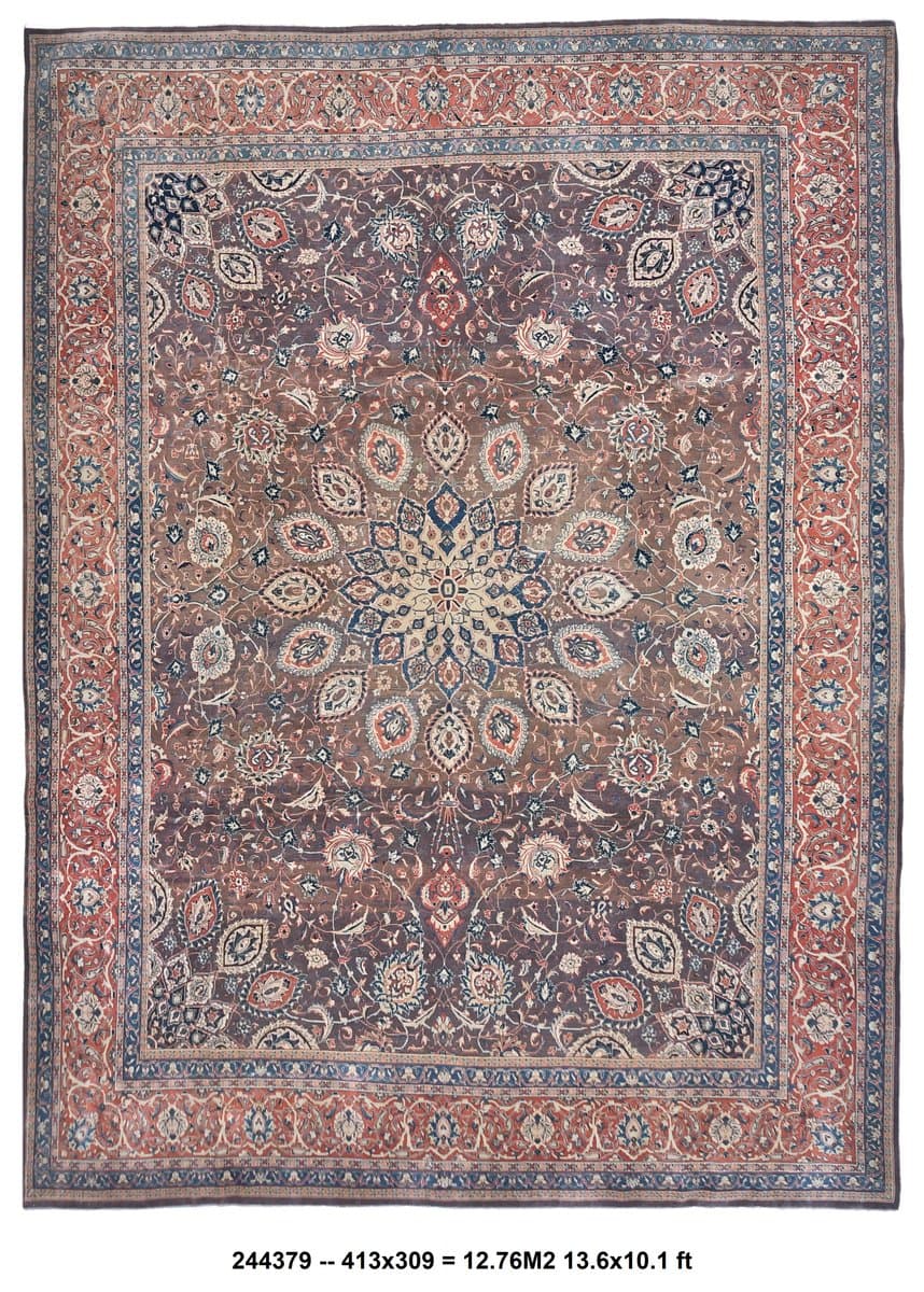 Rug 413x309 cm, red, wool, Turkey, 1960s - 219045