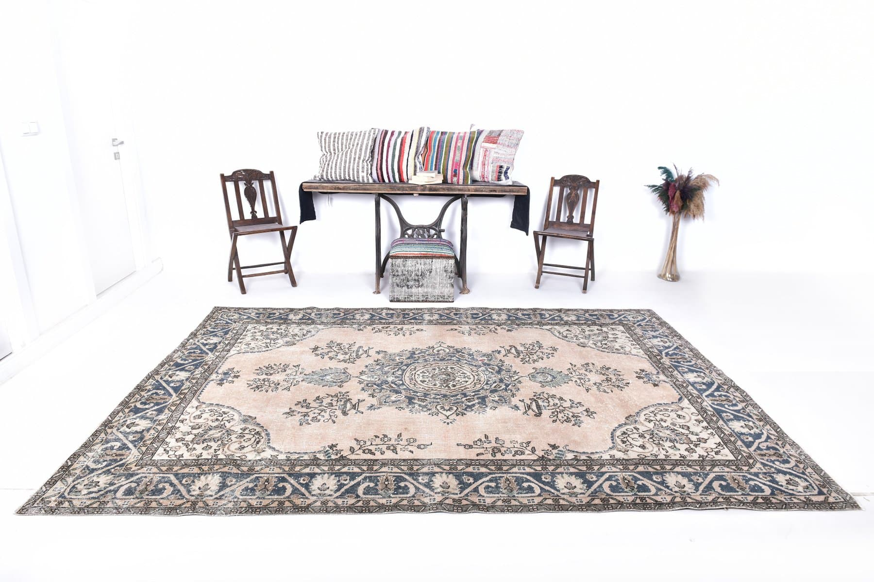 Rug 211x311 cm, beige, wool, Turkey, 1960s. - 219022