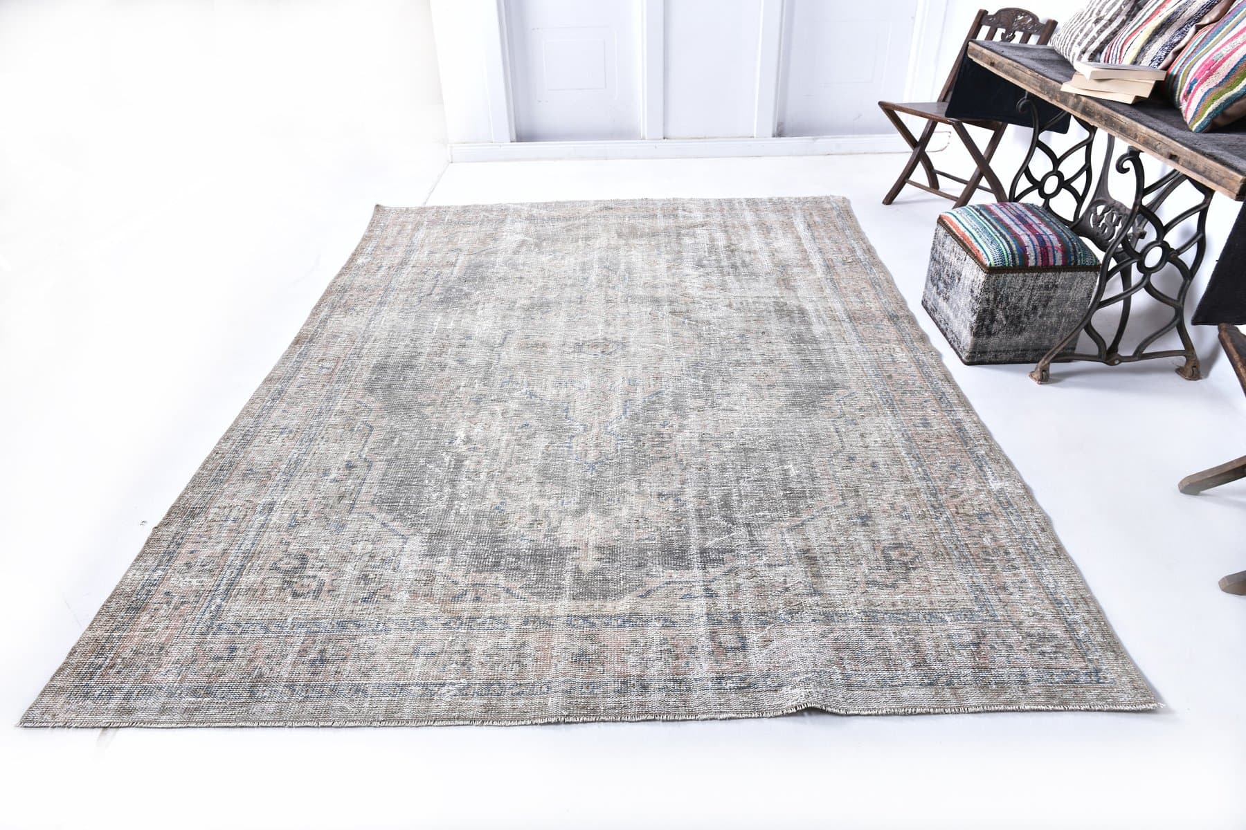 Dywan 300x224 cm, szary, wełna, Turcja, lata 60. - 219000