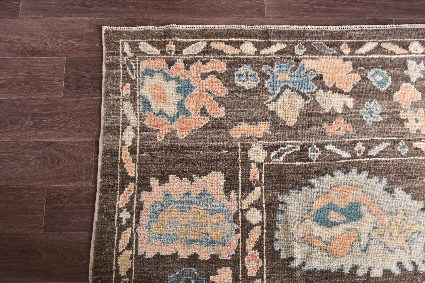 Oushak Rug 374x305 cm, brown, wool, Turkey, 1970s - 218944
