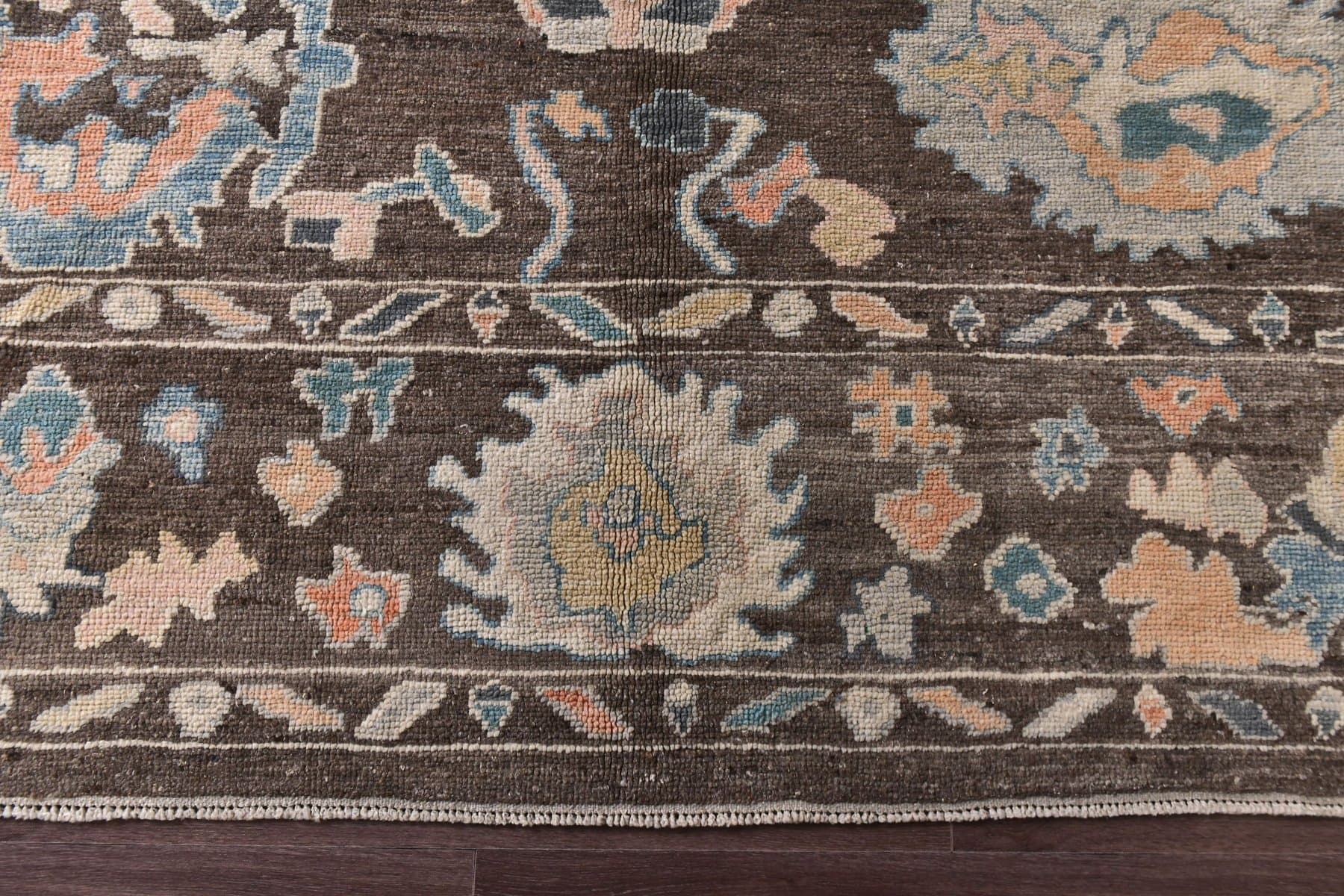 Oushak Rug 374x305 cm, brown, wool, Turkey, 1970s - 218939