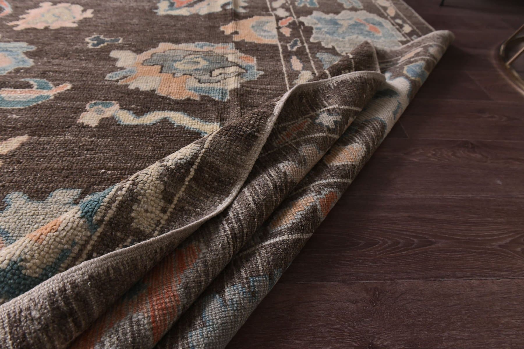 Oushak Rug 374x305 cm, brown, wool, Turkey, 1970s - 218941