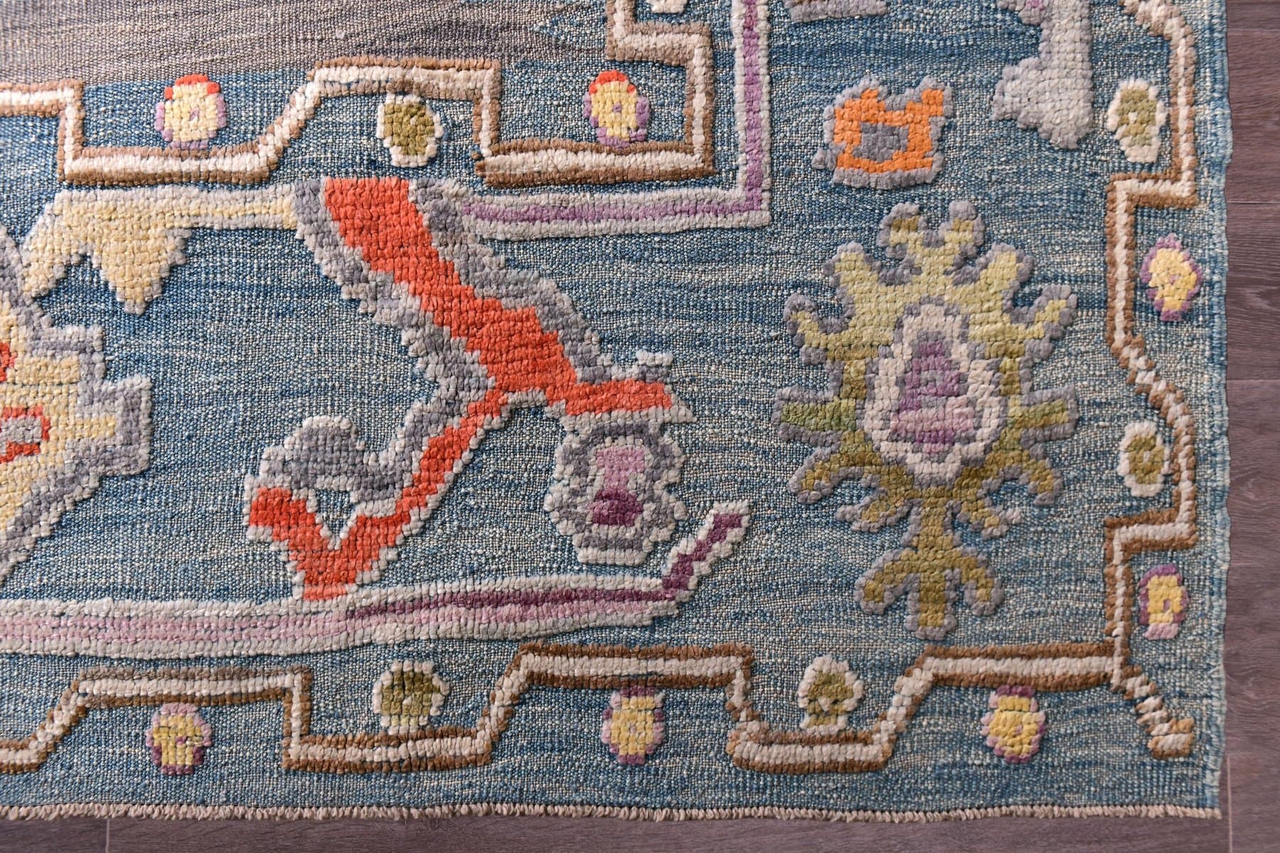 Oushak Rug 423x321 cm, blue, wool, Turkey, 1970s - 218887