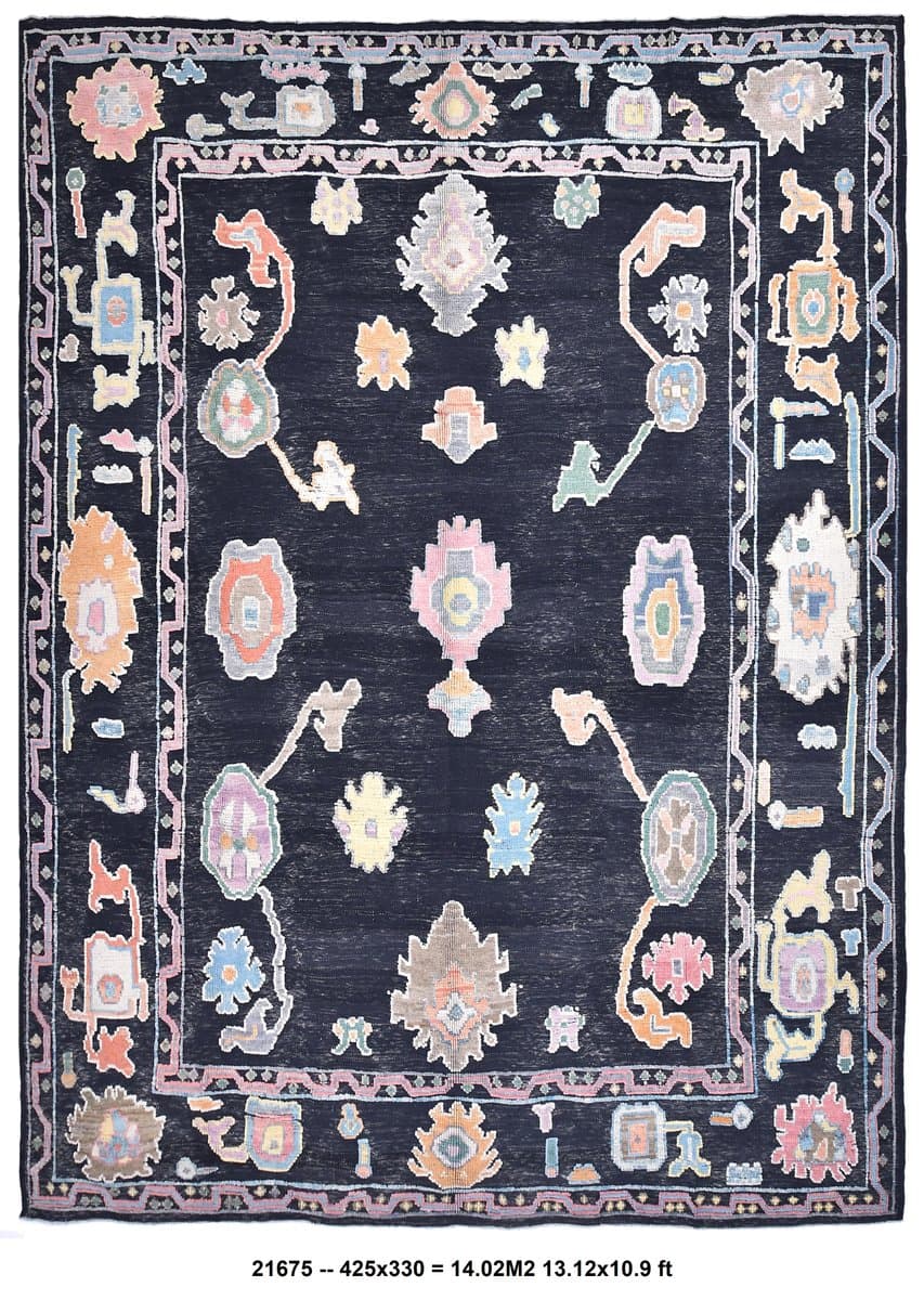 Rug 425x330 cm, navy blue, wool, Turkey, 1970s. - 218876