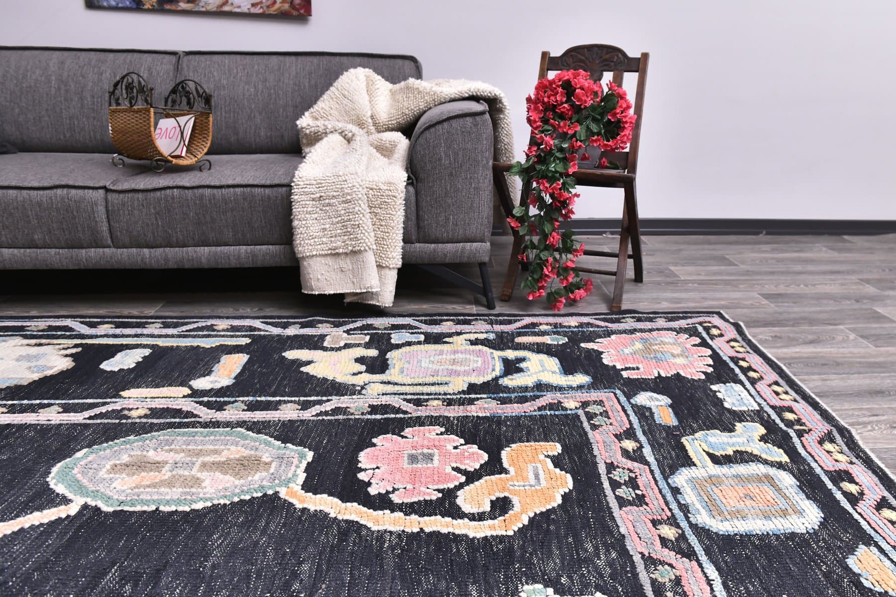 Rug 425x330 cm, navy blue, wool, Turkey, 1970s. - 218878