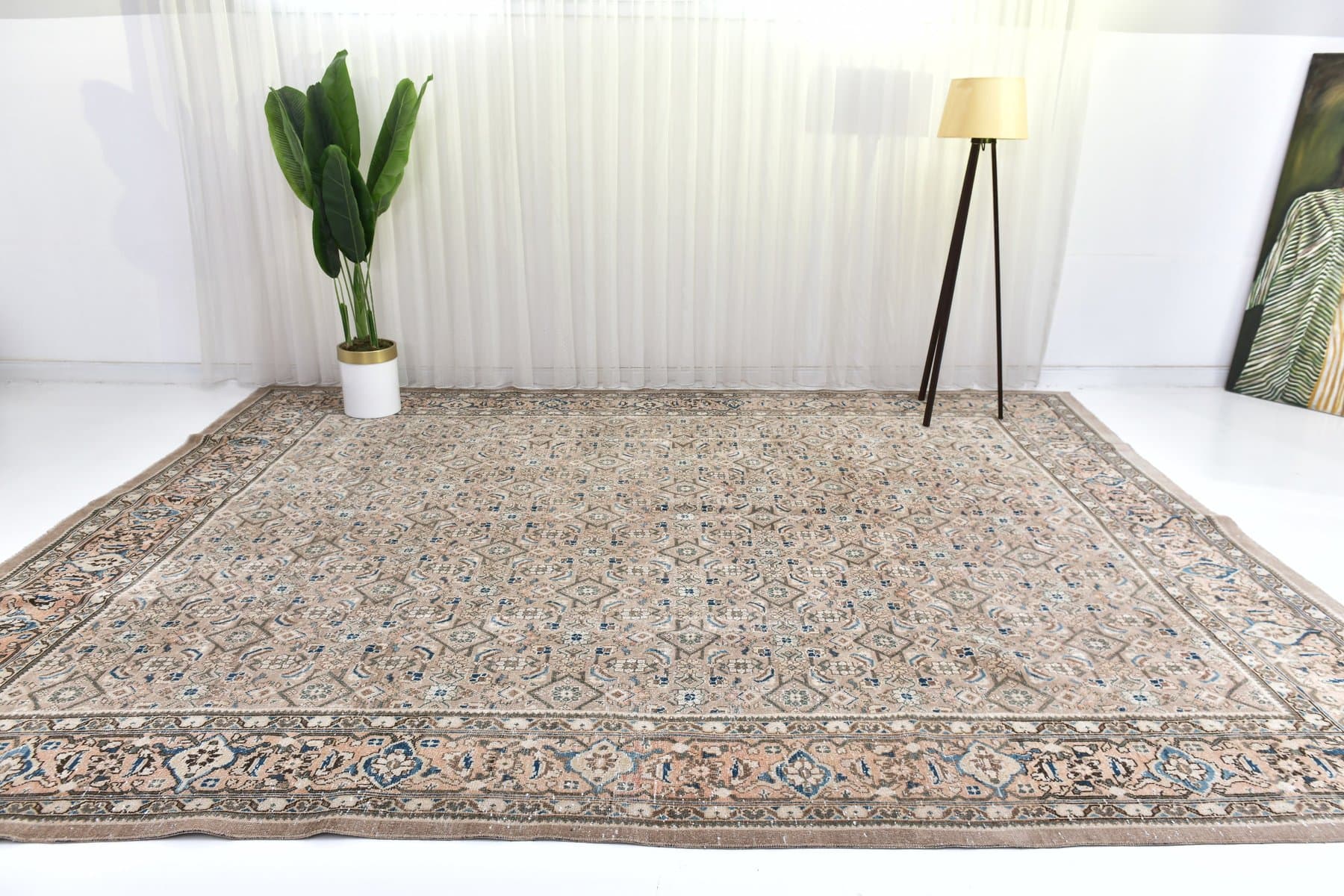 Rug 388x303 cm, brown, wool, Turkey, 1970s. - 218839