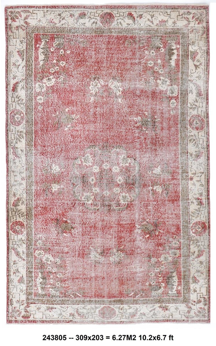 Rug 203x309 cm, red, wool, Turkey, 1960s - 218826
