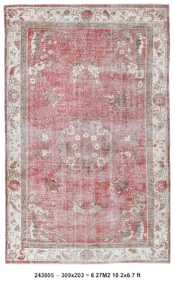 Rug 203x309 cm, red, wool, Turkey, 1960s