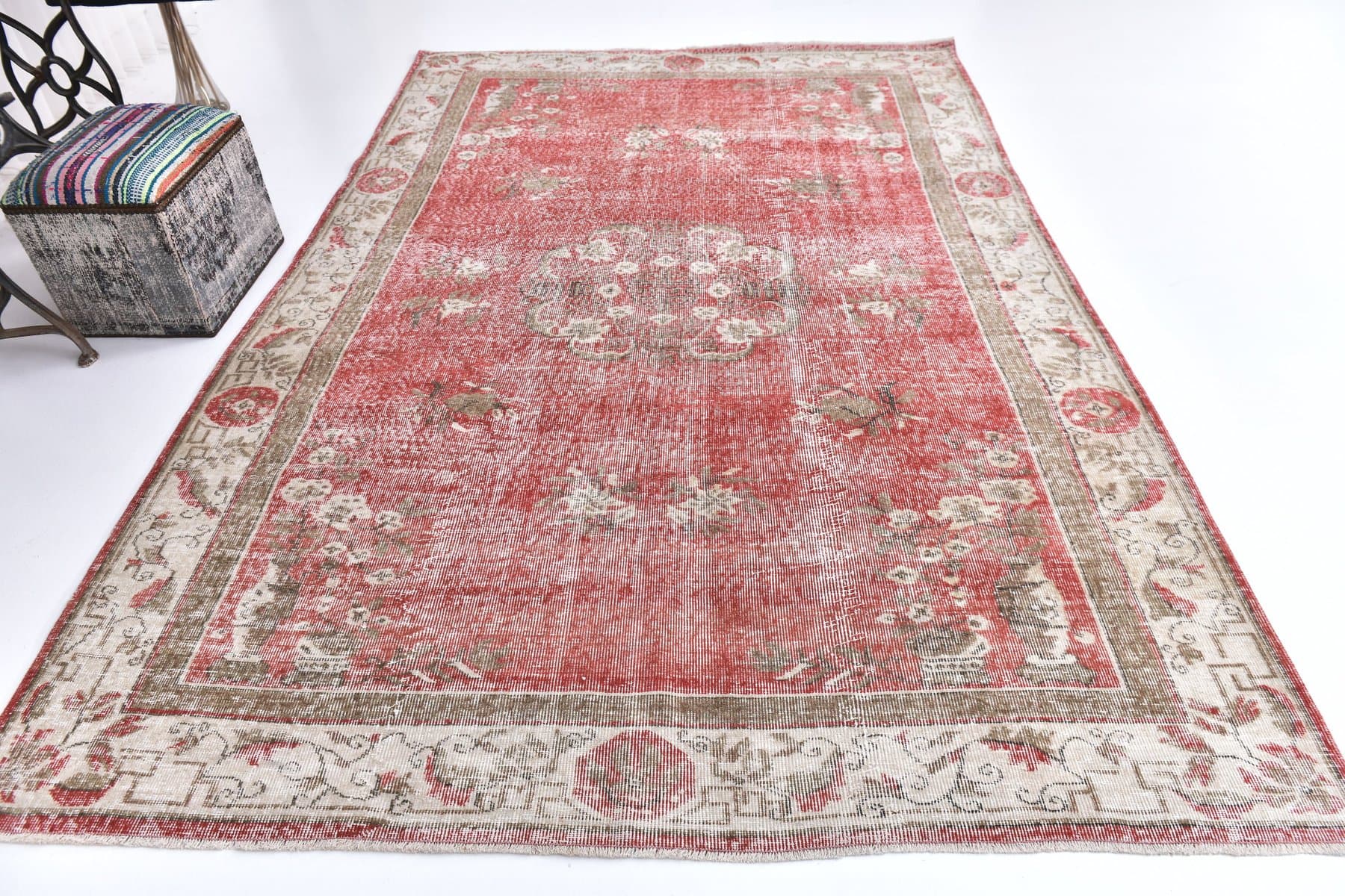 Rug 203x309 cm, red, wool, Turkey, 1960s - 218827