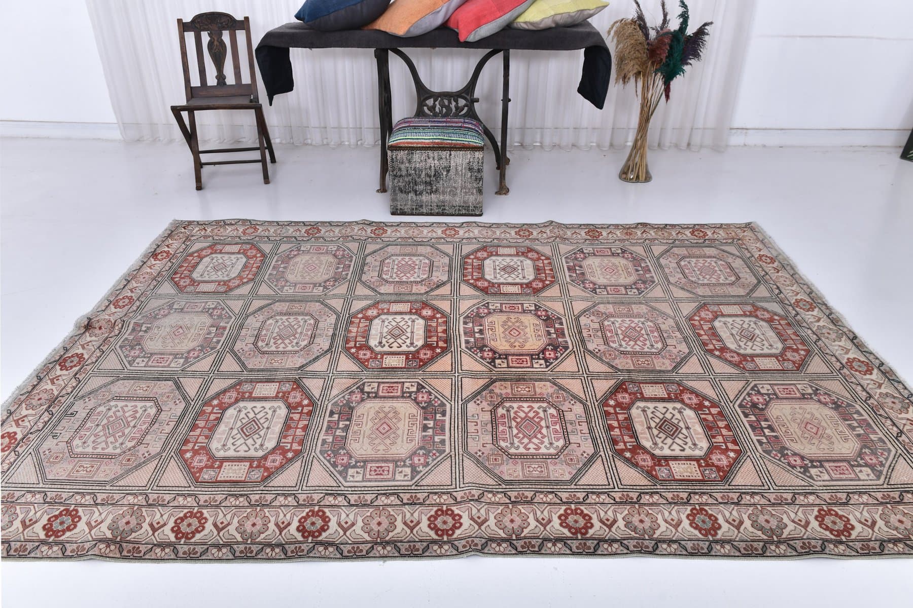 Rug 193x285 cm, brown, wool, Turkey, 1970s. - 218816