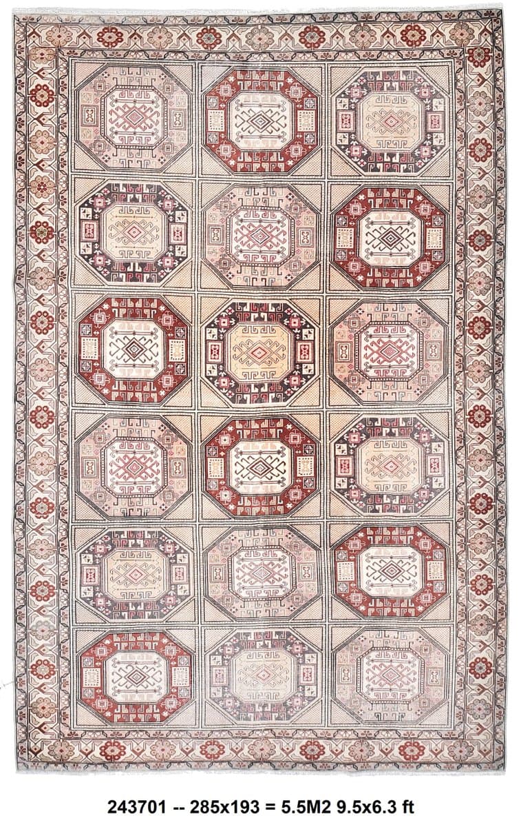 Rug 193x285 cm, brown, wool, Turkey, 1970s. - 218814