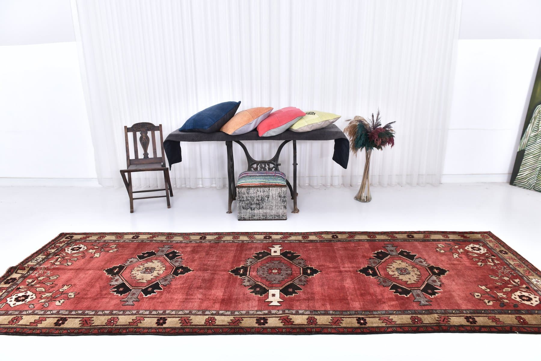 Rug 127x382 cm, red, wool, Turkey, 1970s. - 218781