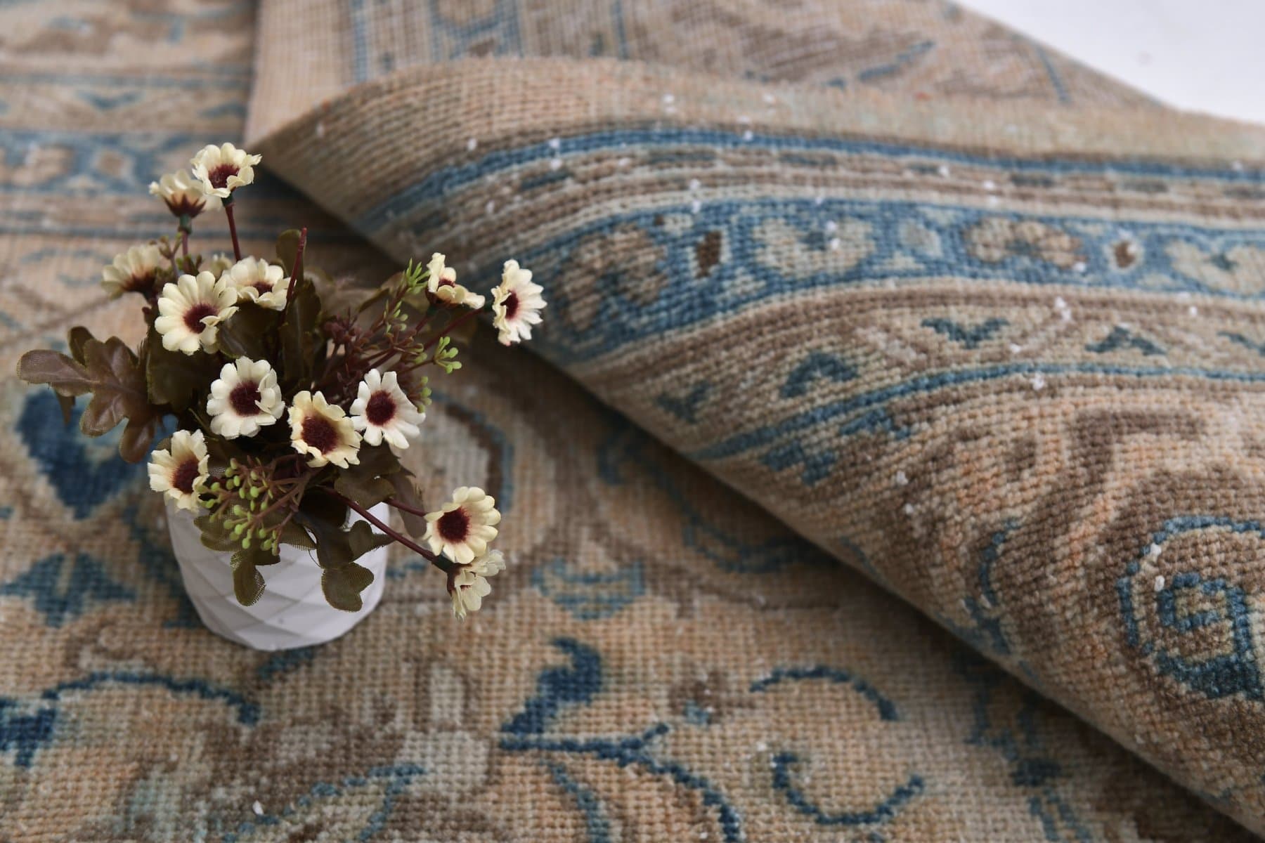 Rug 367x262 cm, beige, blue, wool, Turkey, 1960s - 218728