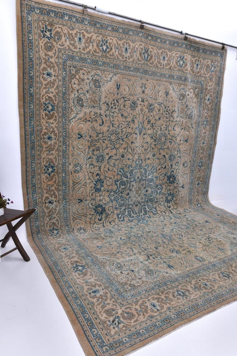 Rug 367x262 cm, beige, blue, wool, Turkey, 1960s - 218719