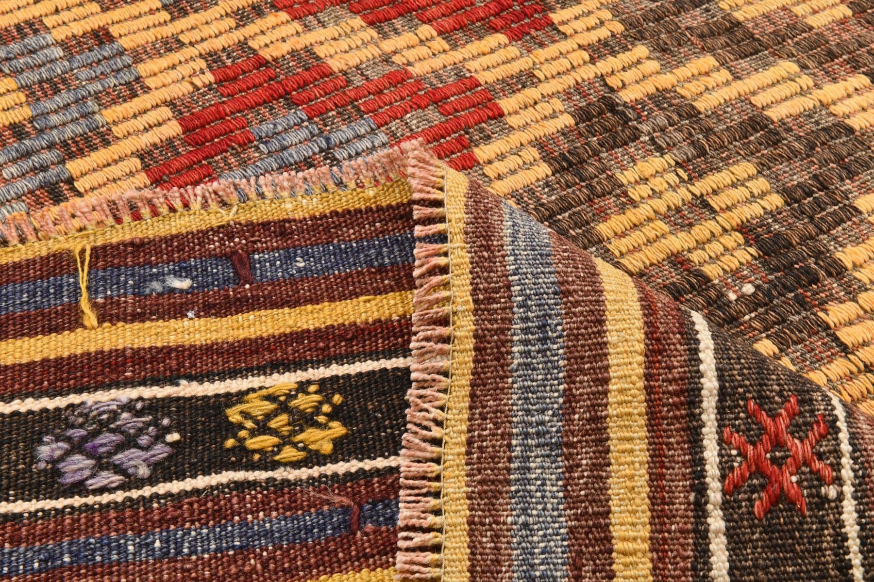 Kilim 238x150 cm, czerwony, brązowy, wełna, Turcja, lata 60. - 218650