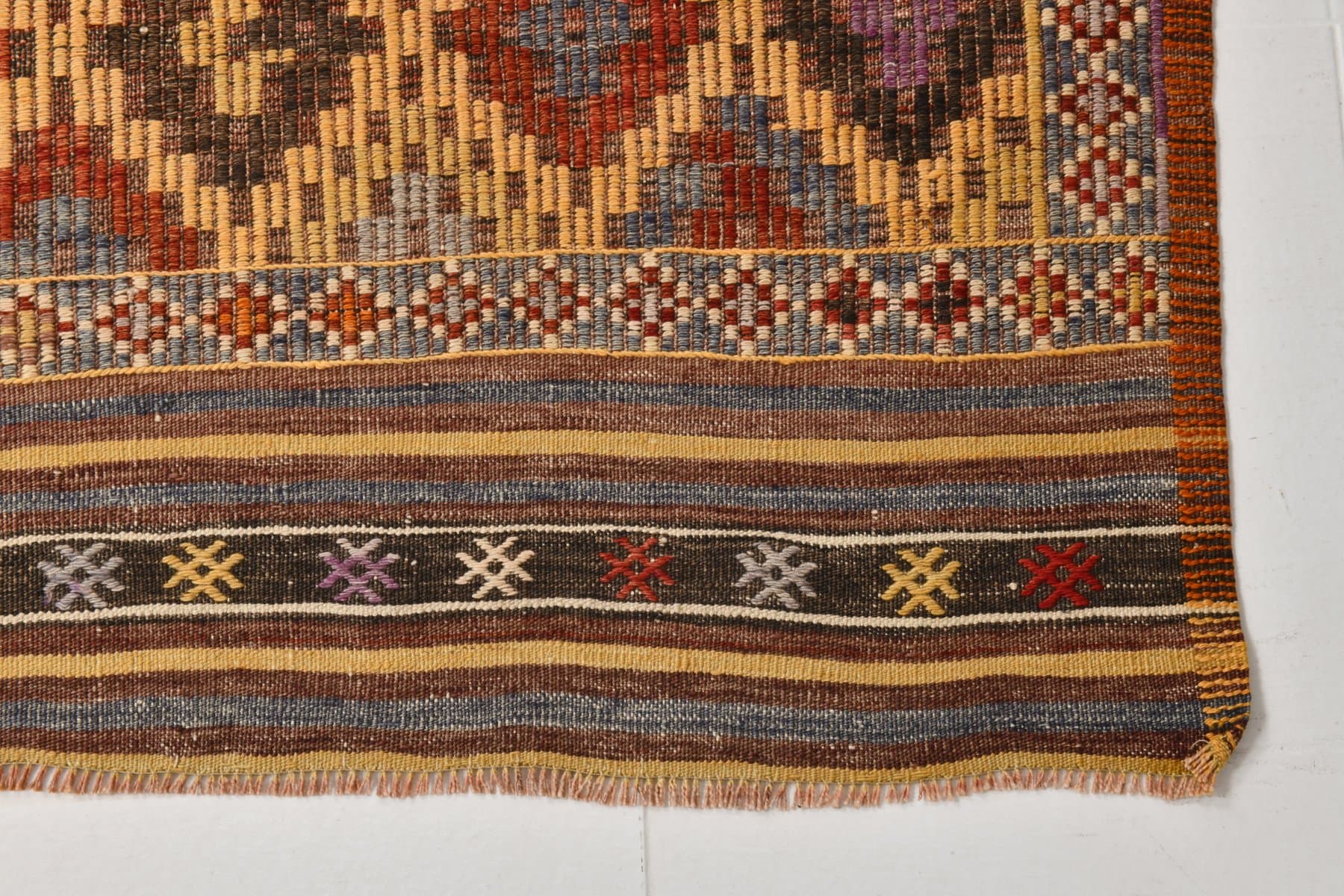 Kilim 238x150 cm, czerwony, brązowy, wełna, Turcja, lata 60. - 218660