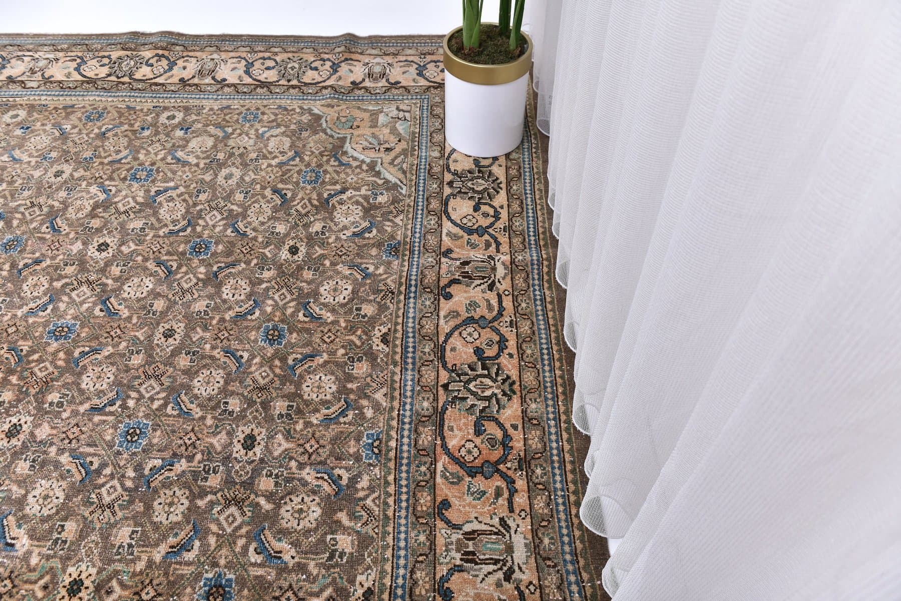 Dywan 389x296 cm, beżowy, brązowy, wełna, Turcja, lata 60. - 218645