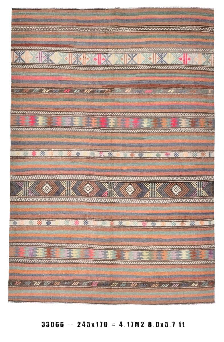 Kilim 170x245 cm, beżowy, wełna, Turcja, lata 60.