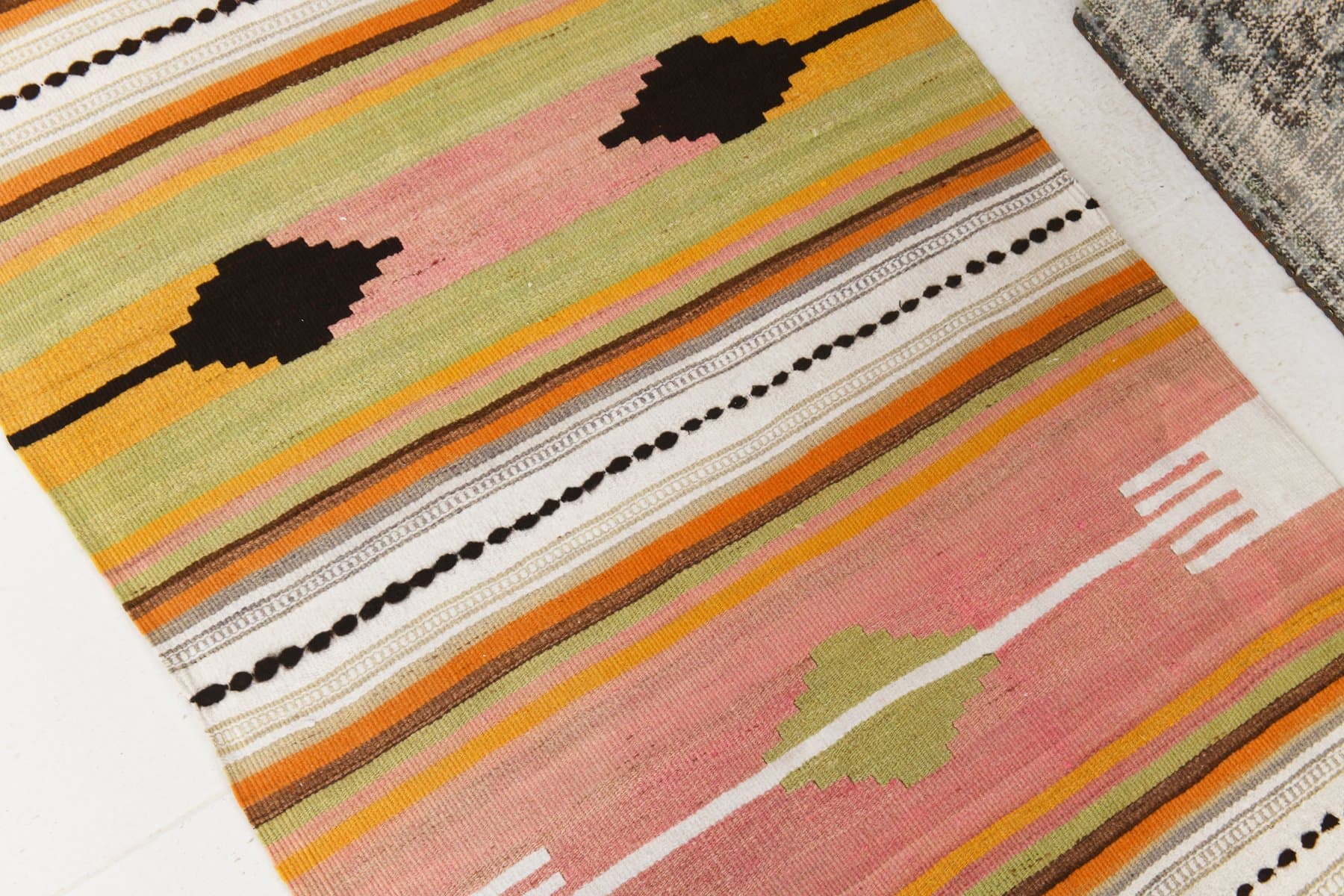 Runner Rug 90x496 cm, beige, wool, Turkey, 1960s - 218564