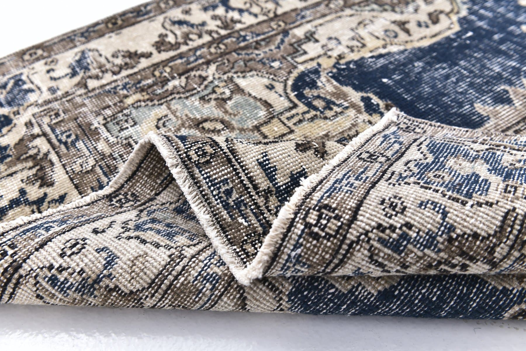 Rug 208x118 cm, blue, wool, Turkey, 1970s. - 218555