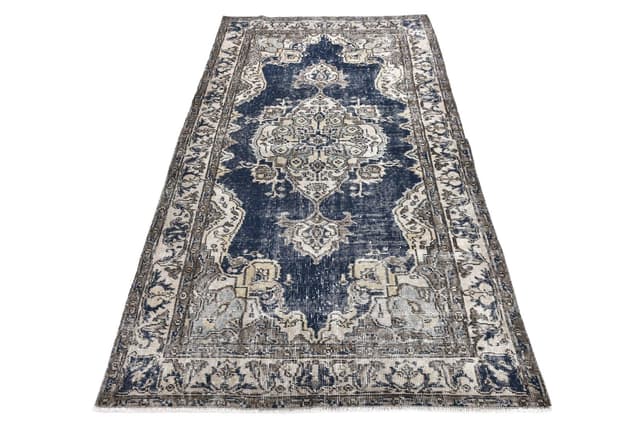 Rug 208x118 cm, blue, wool, Turkey, 1970s. - DIMENSION