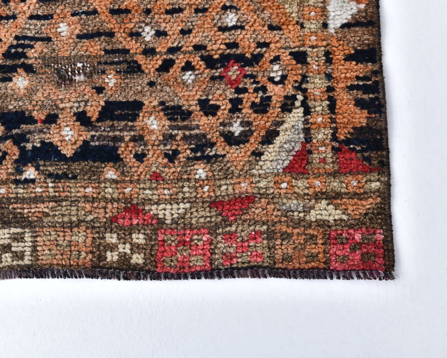 Runner 87x344 cm, brown, wool, 1970s - 218514